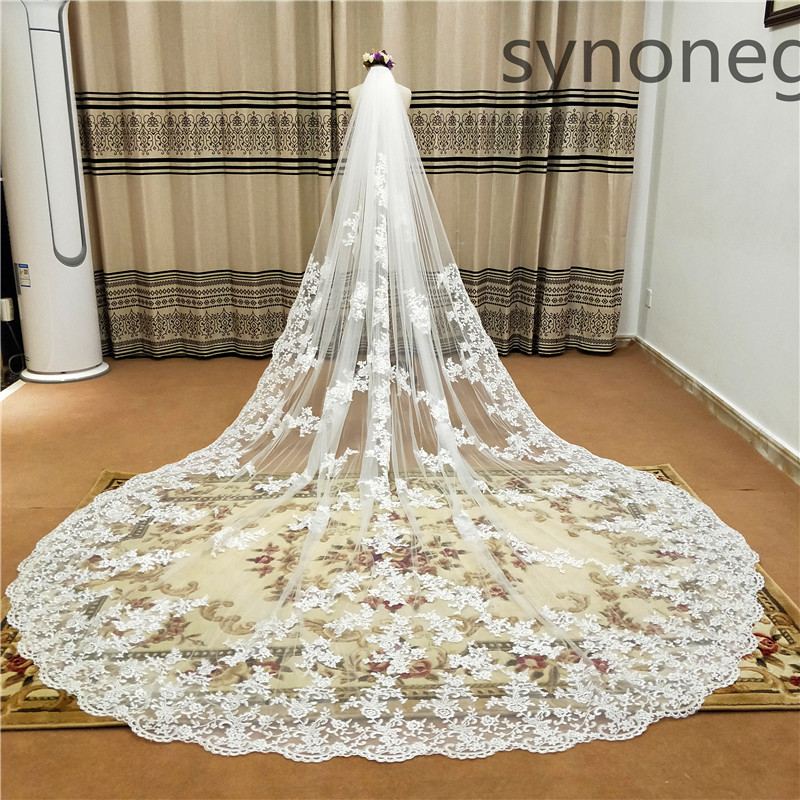 New pattern Cathedral Length Bridal Veil Lace Veil..
